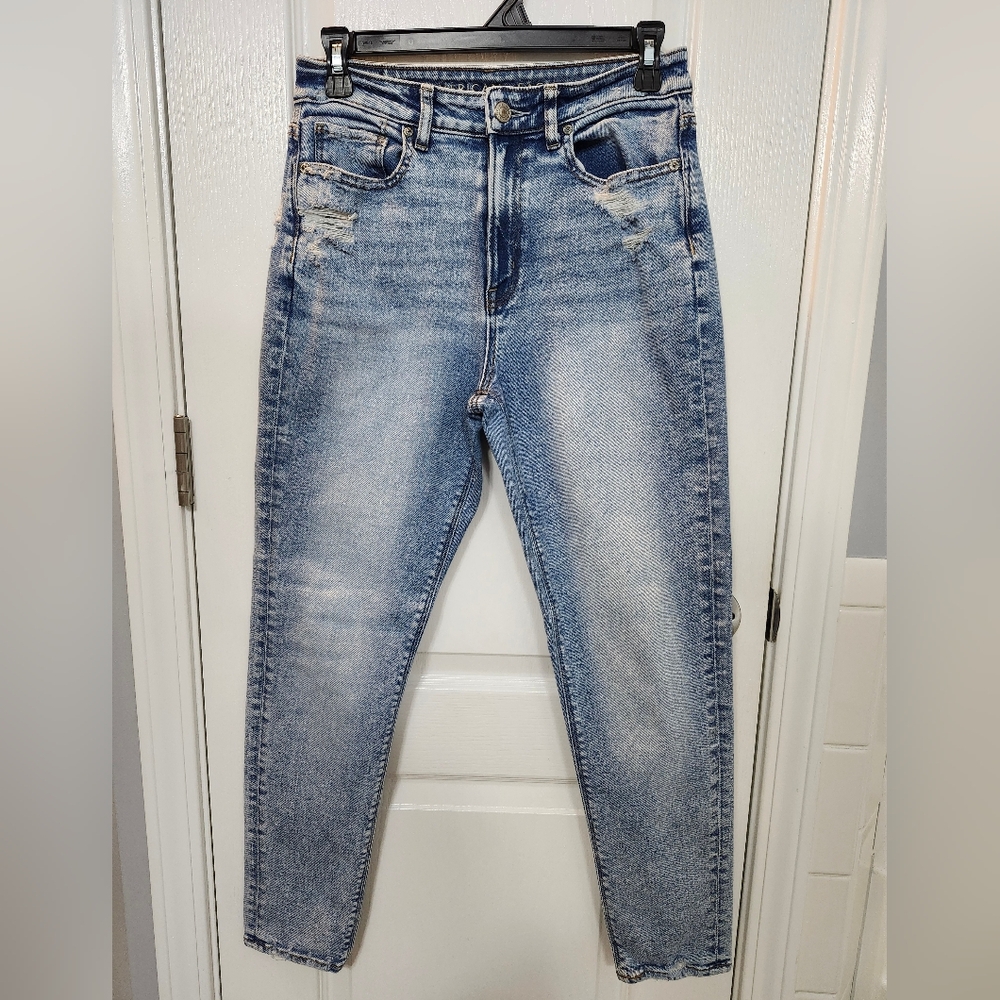 Womens Distressed Mom Jeans